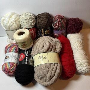 Mixed Yarn Lot 11 Skeins Red Heart Lion Brand Yarn‎ Bee Chenille Wool Acrylic
